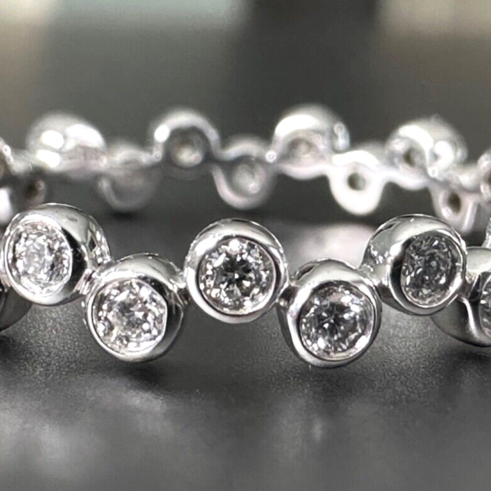 Designer A. JAFFE ~ 18K White Gold Bezel Set Diamond Eternity Ring Band ~NEW - Picture 6 of 14